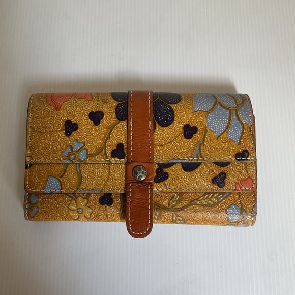 Patricia Nash Italian Leather Wallet Floral Print Clutch Bifold - Picture 1 of 9